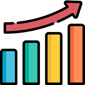 colorful bar chart trending upwards