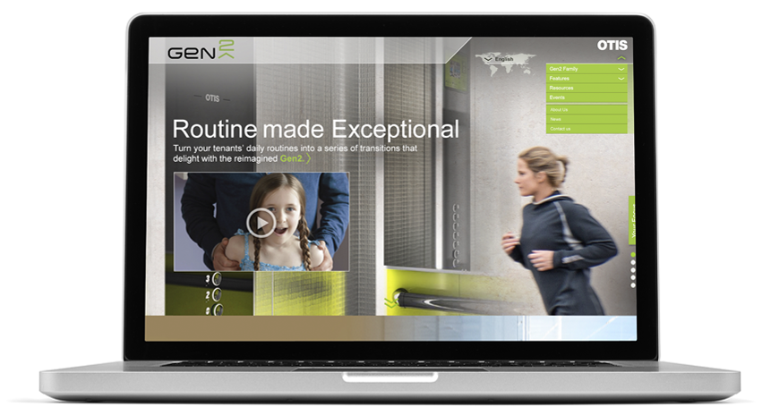 photo of the Otis Gen 2 webpage on a laptop computer